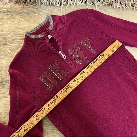 y2k Vintage DKNY Grape Purple 1/2 Zip Long Sleeve Ribbed Rhinestones Bling S - Picture 6 of 9